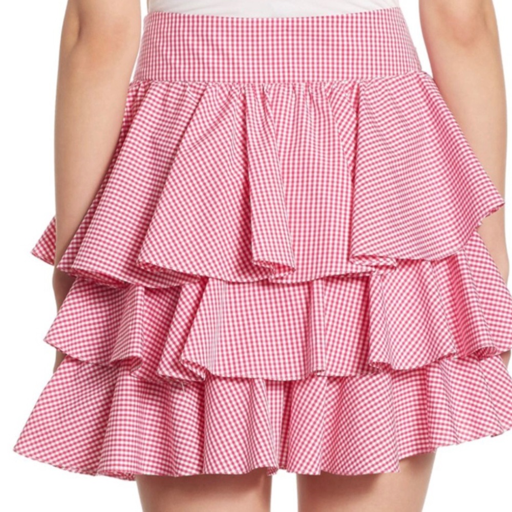 Scripted Gingham Tiered Ruffled Mini Skirt - Picture 4 of 11